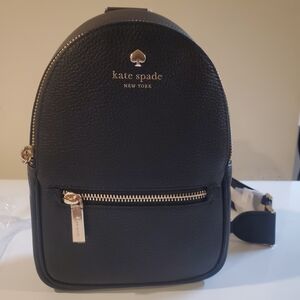 kate spade Black Pebbled Leather Mini Backpack with Gold Hardware